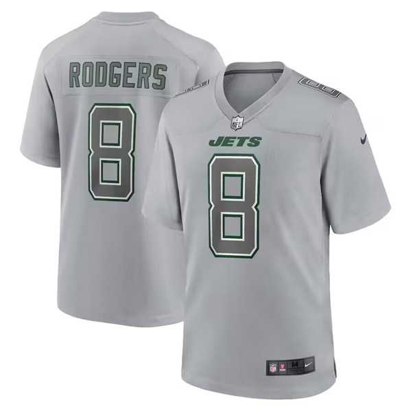 Men's New York Jets #8 Aaron Rodgers Grey Atmosphere Fashion Stitched Jersey Dyin
